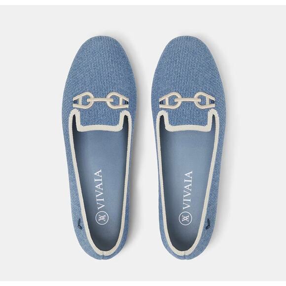 ✖️SOLD✖️Vivaia Knitted Blue Round-Toe Patterned Loafers - Picture 7 of 13